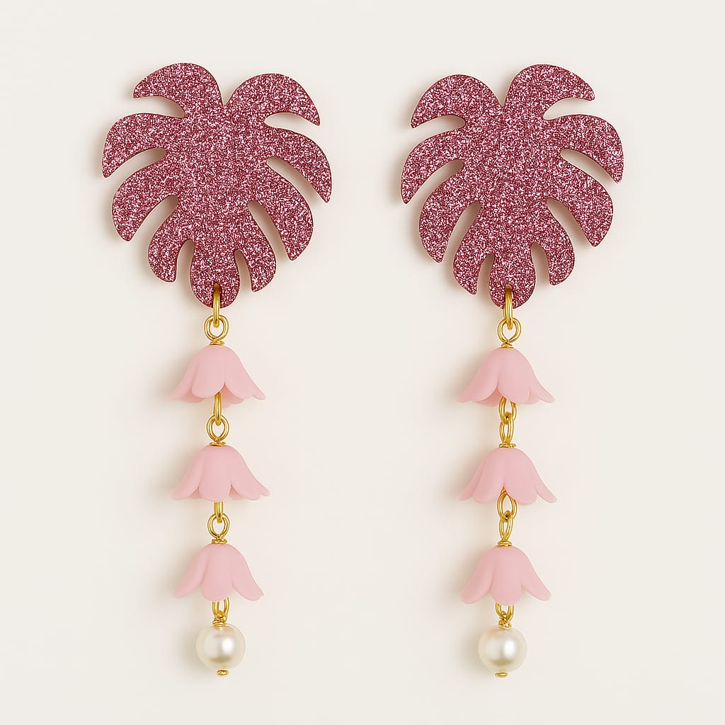 Pendientes Palmera Rosa