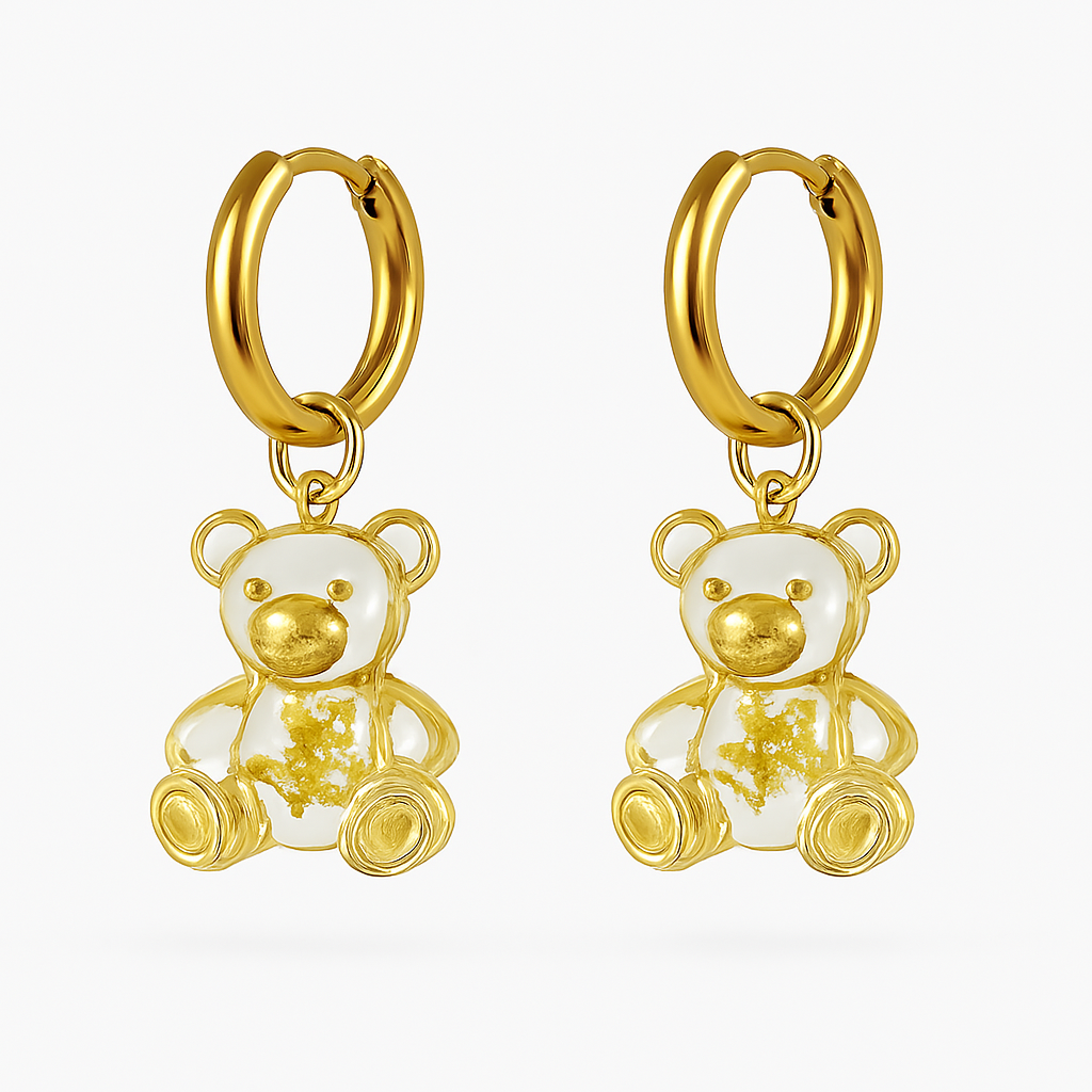 Pendientes De Osito Con Dorados