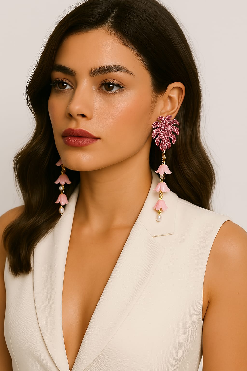 Pendientes Palmera Rosa
