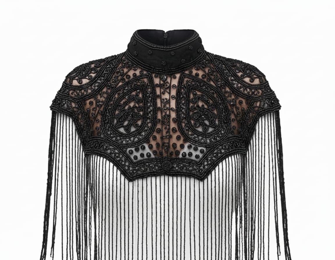 Capa Negra con Pedrería