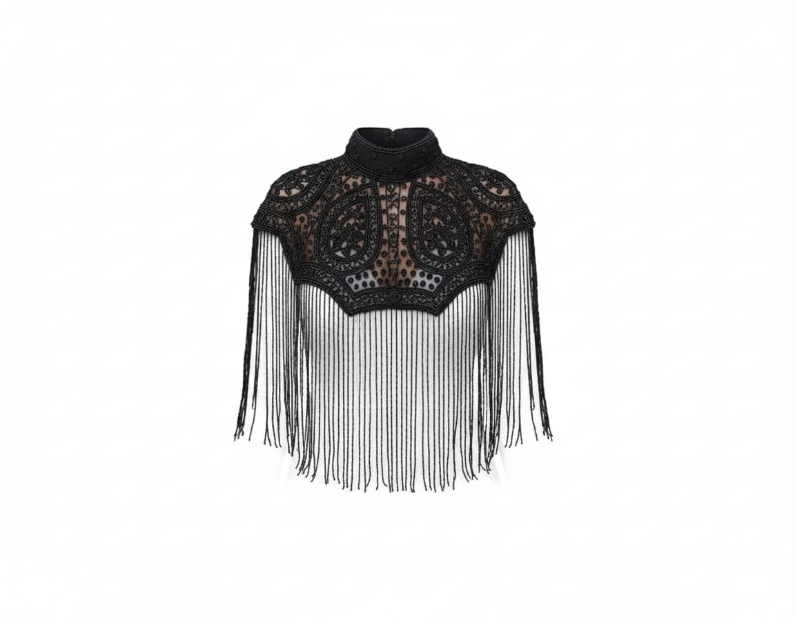 Capa Negra con Pedrería