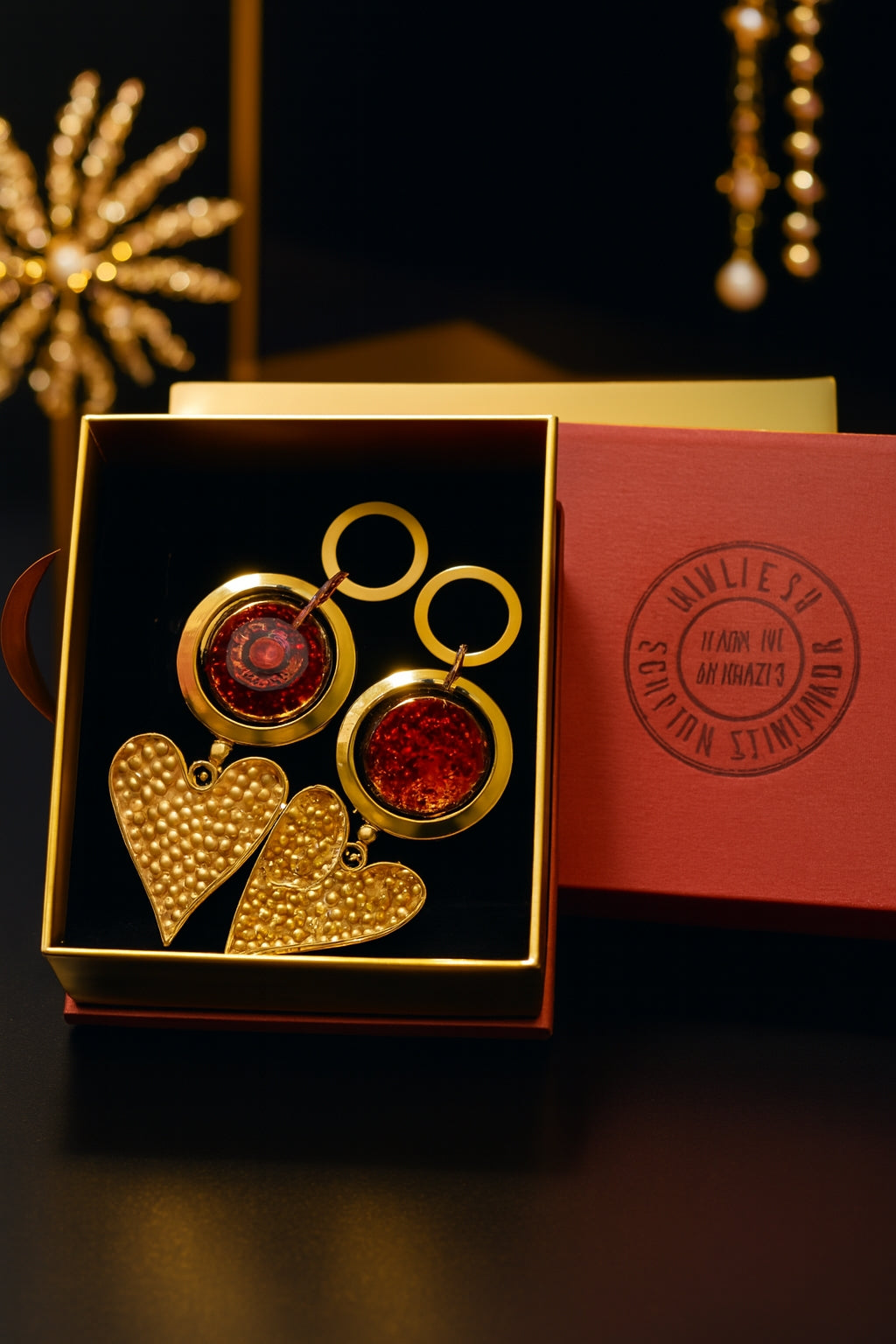 Pendientes Corazón de Fuego Colección Afrodita de Julieth.