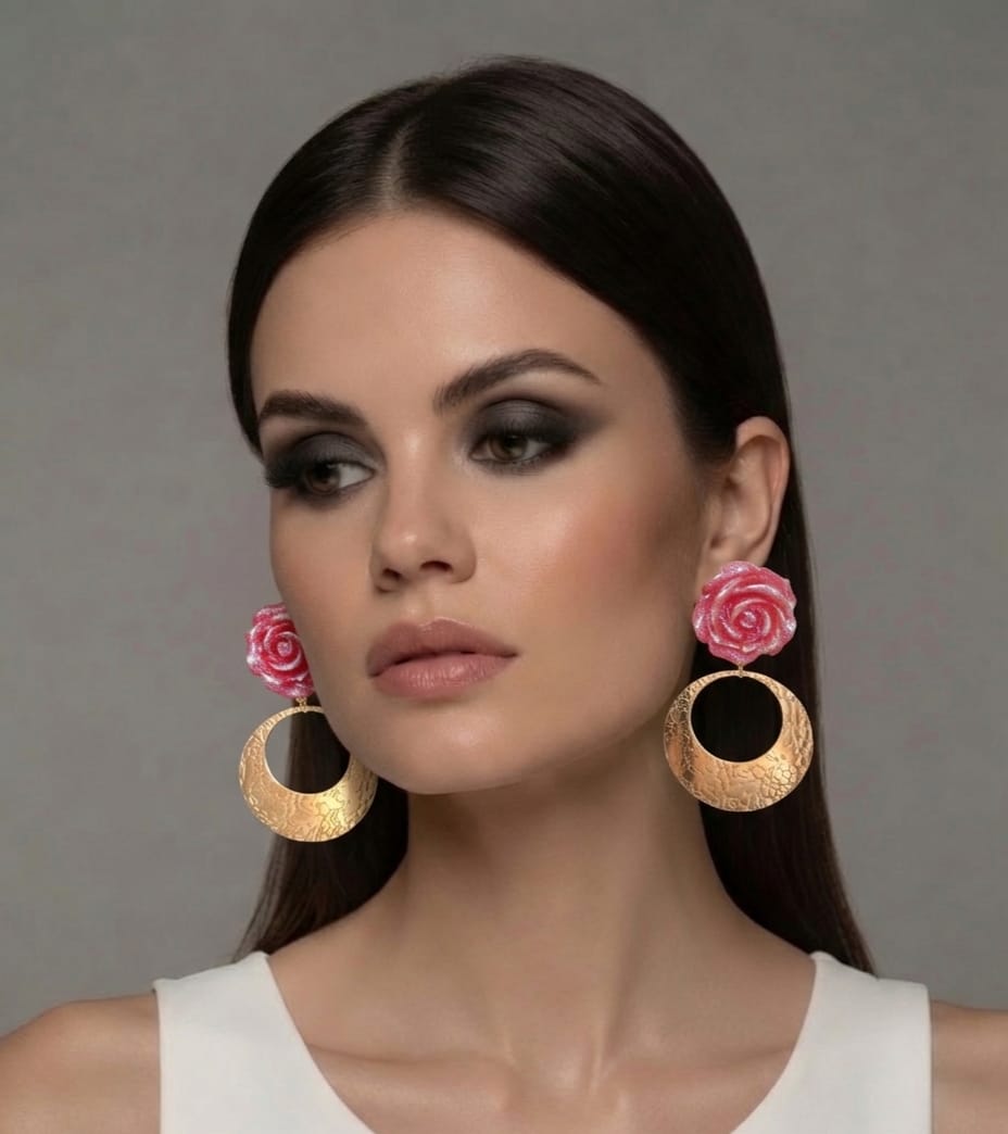 Pendiente Clavelitos con Aros Dorados