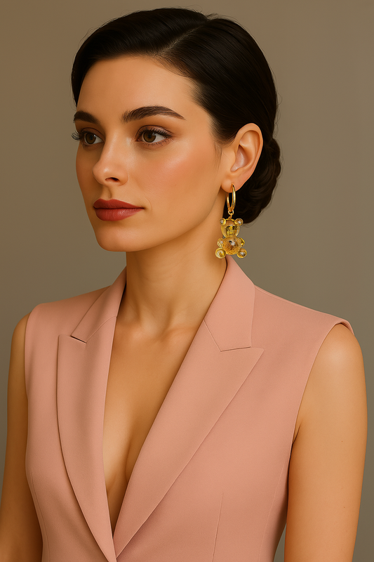 Pendientes De Osito Con Dorados