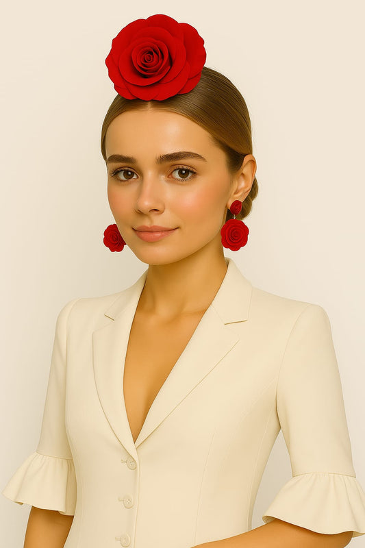 Pendientes  Rosa Roja De Julieth