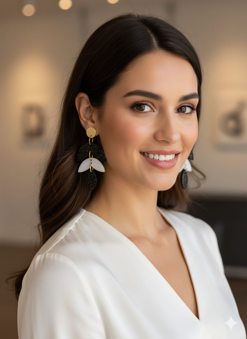 Pendientes de la Colección Blanco y Negro De Julieth