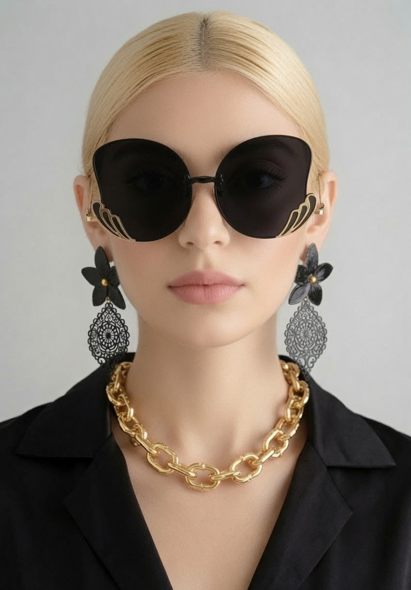 Pendientes de la Colección Mediterráneo Flores Negras - Julieth  