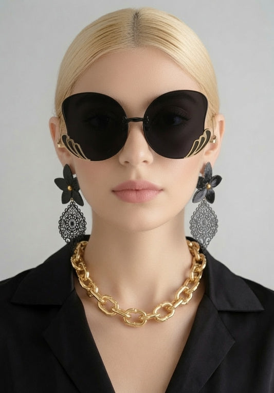 Pendientes de la Colección Mediterráneo Flores Negras - Julieth  