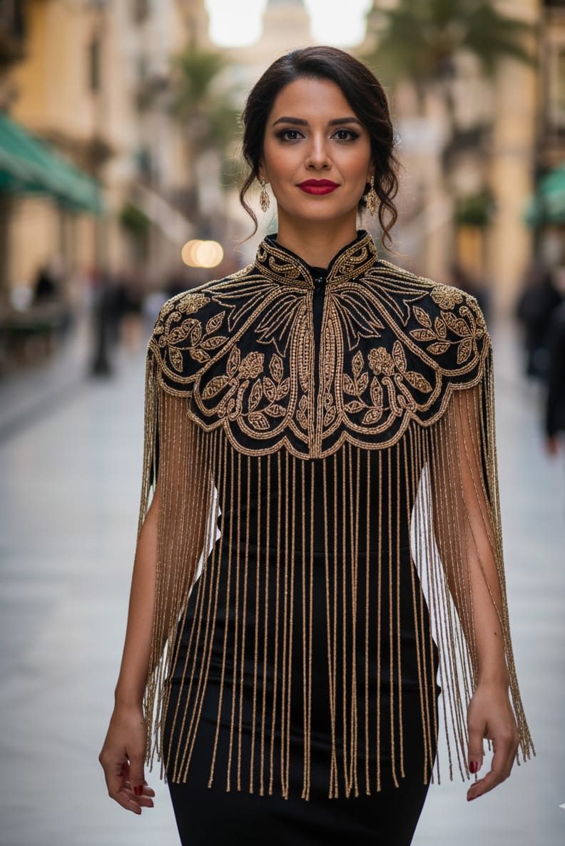 Capa Dorada con Pedrería