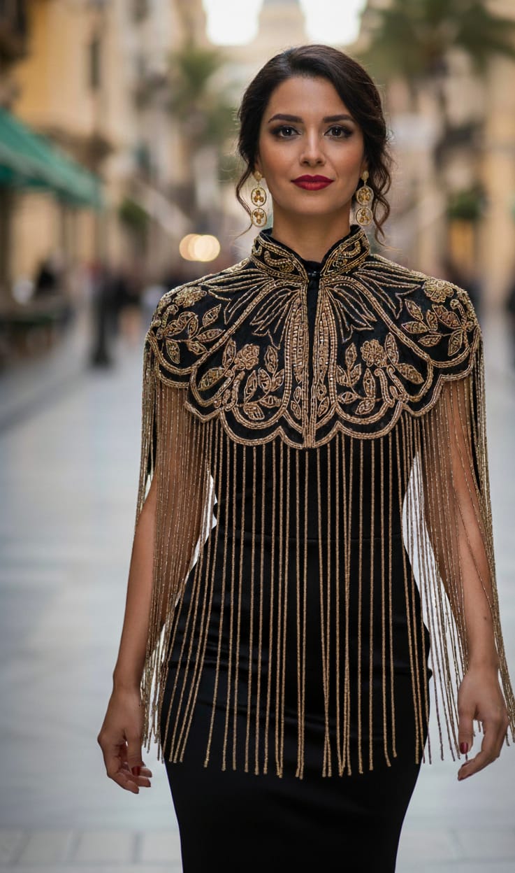 Capa Dorada con Pedrería