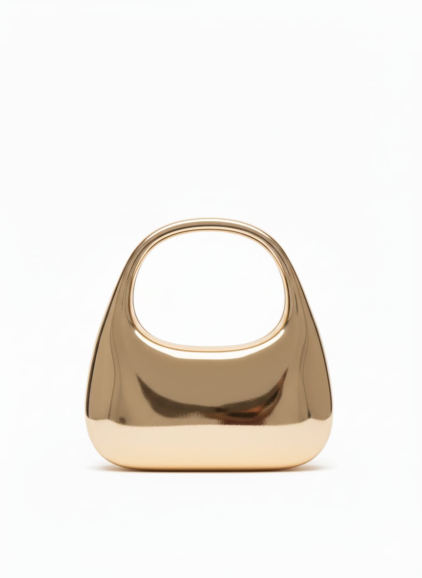 BOLSO DE MANO METÁLICO CON CADENA DE HOMBRO – DORADO