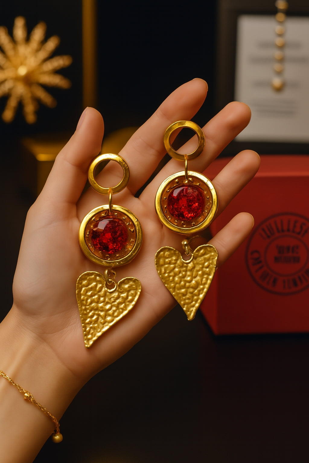 Pendientes Corazón de Fuego Colección Afrodita de Julieth.