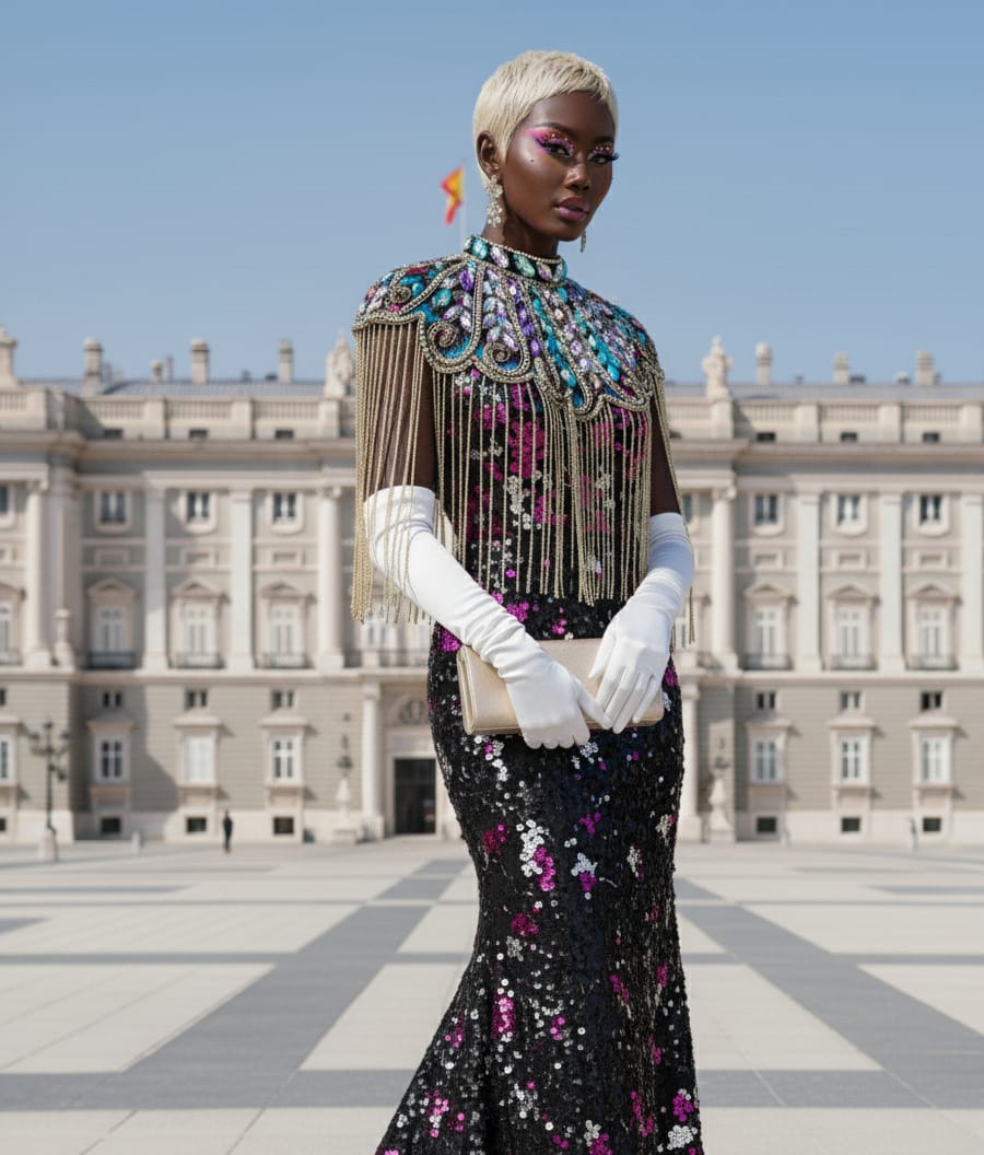 Capa de Fiesta Multicolor con Pedrería