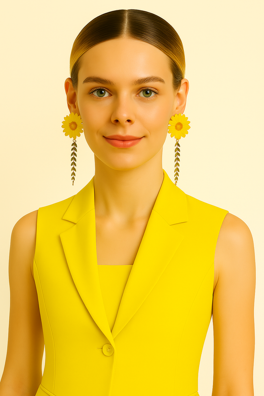 Pendientes Flor Margarita Amarilla