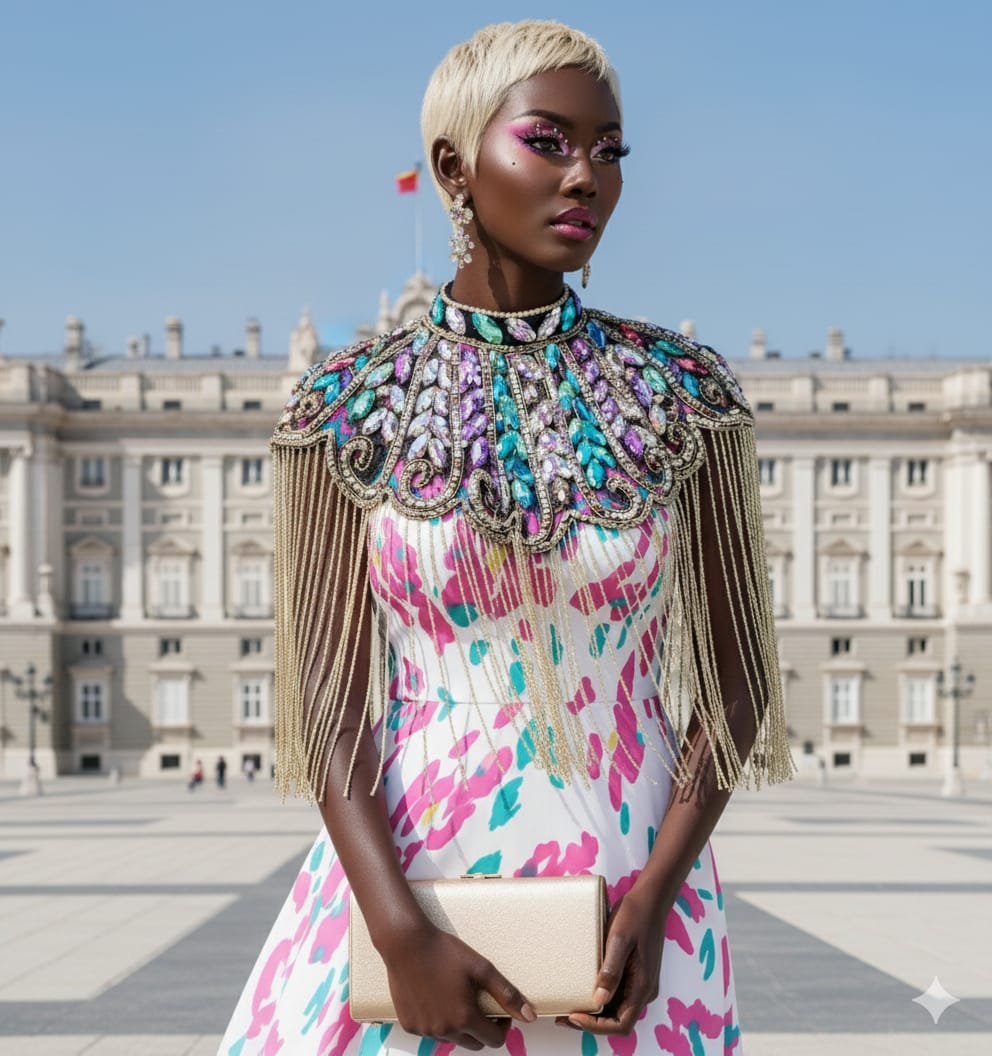 Capa de Fiesta Multicolor con Pedrería