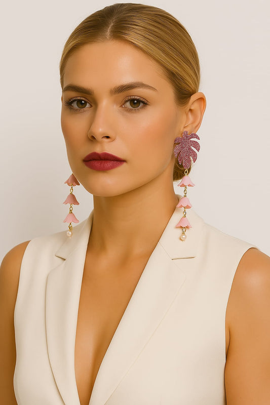 Pendientes Palmera Rosa