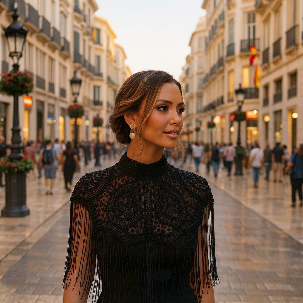 Capa Negra con Pedrería