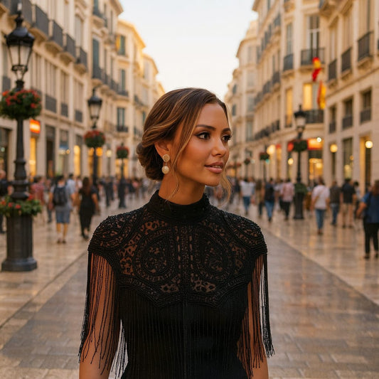 Capa Negra con Pedrería